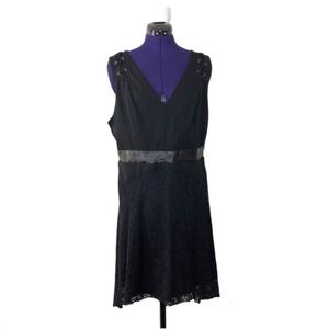 Hot Topic Black Lace Faux Leather Lace Up Dress